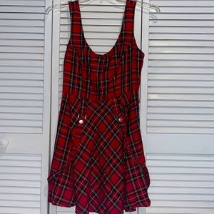 Hot Topic Red Plaid Suspender Dress